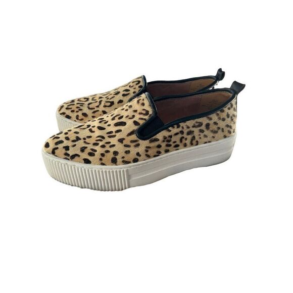 Halogen Animal Print Calf Hair Leopard Chunky Platform Slip On Leather Size 5 M - Picture 2 of 11